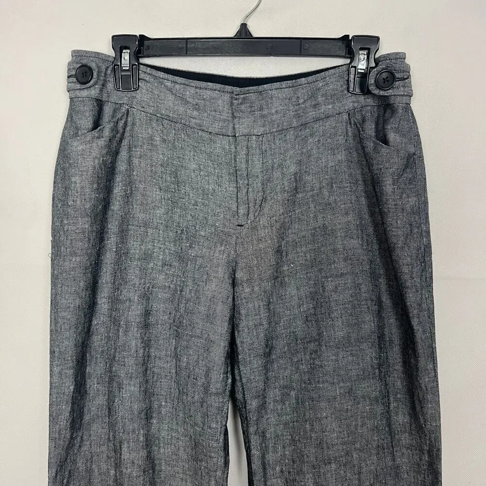 Banana Republic Womens Pants 8 Jackson Fit Linen Cotton Wide Leg Coastal Preppy